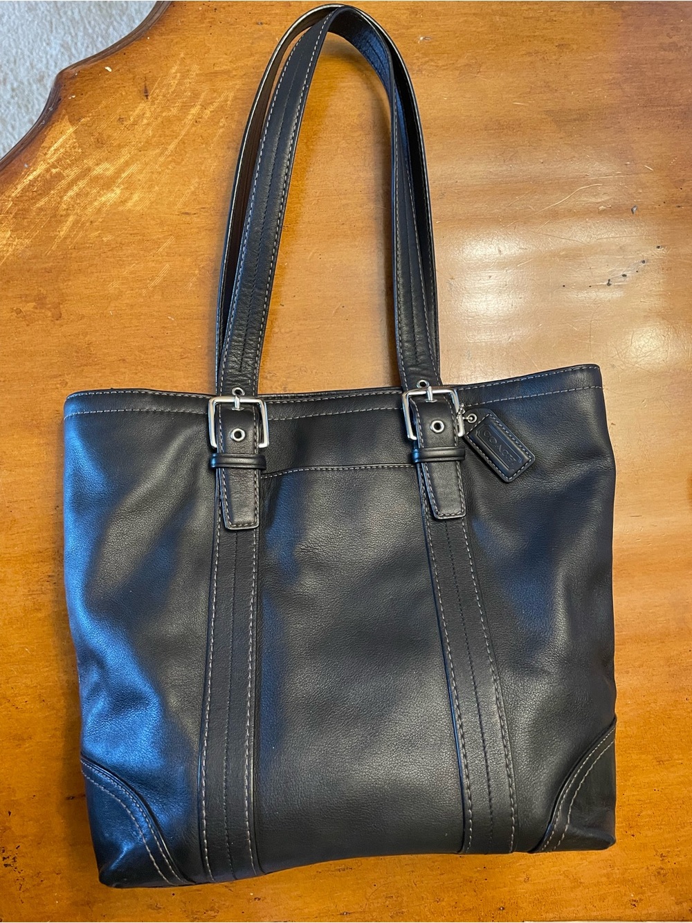 Coach Vintage Hamptons Black Leather Tote Bag